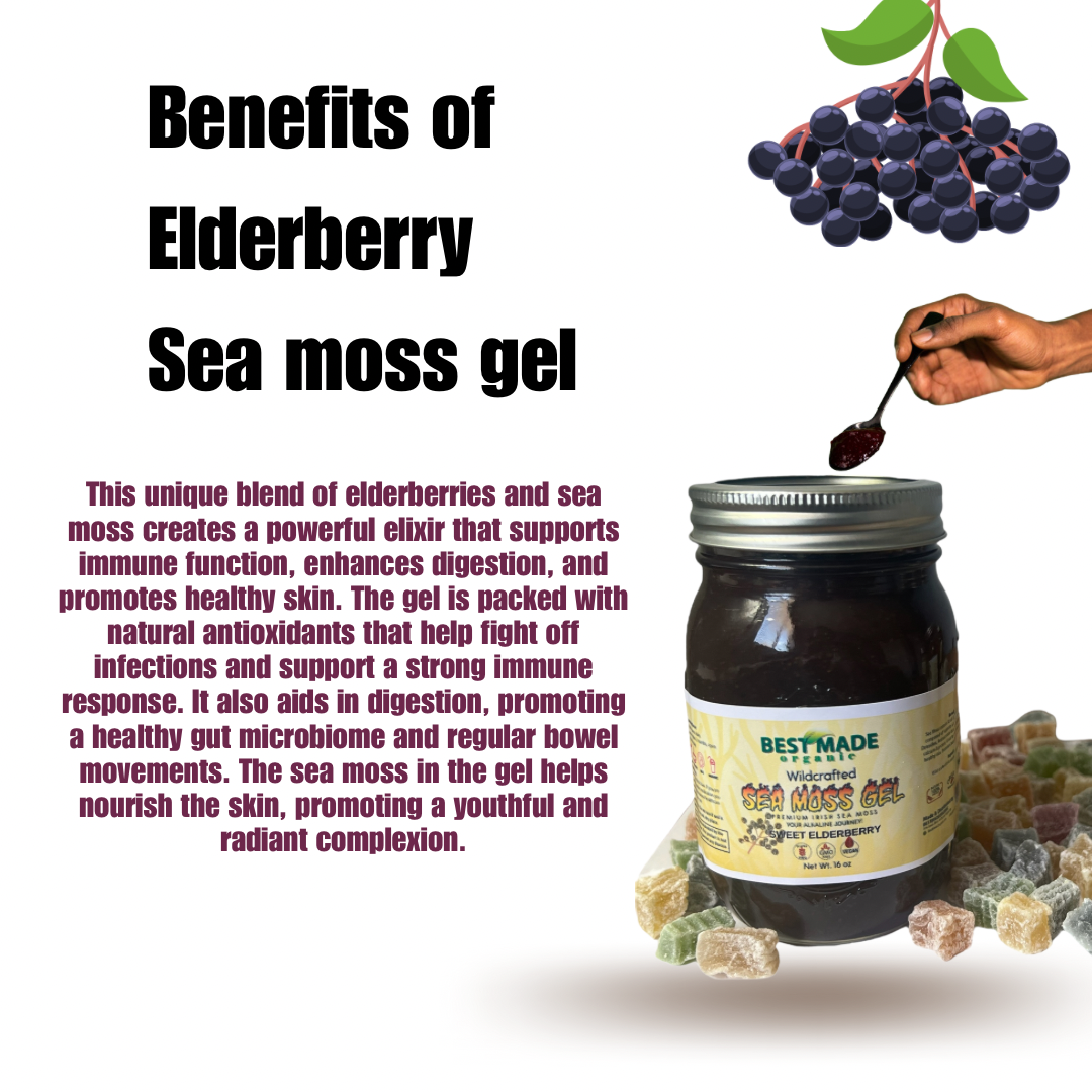 Elderberry Elixir Sea Moss Gel 16oz - USDA Certified Organic Seamoss Gel