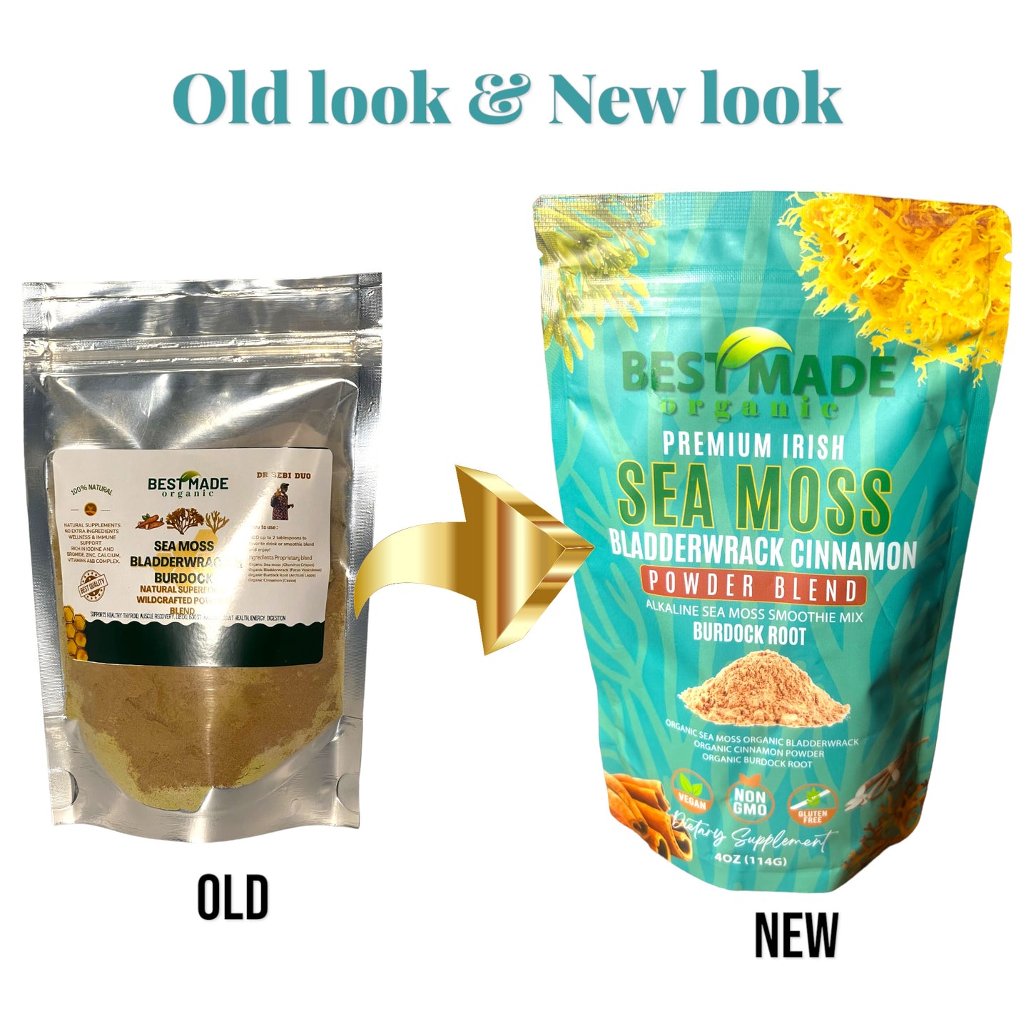 Organic Earth Irish Sea Moss Powder 8oz - Wildcrafted Sea Moss Organic with Bladderwrack & Burdock Root Powder